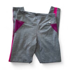 Nike Women’s Cropped Leggings in Gray with Pink and Purple Highlights